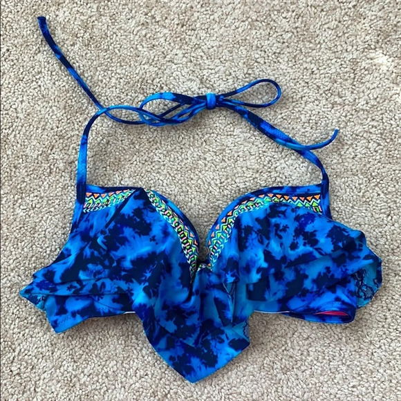 PINK Victoria’s brown blue tie dye halter top - Picture 1 of 6